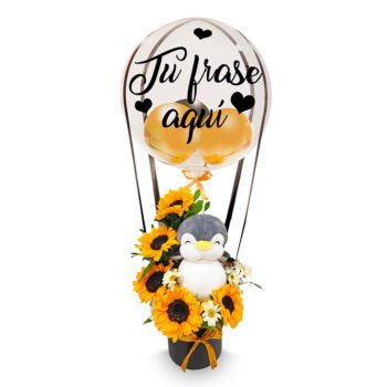 5 Girasoles + globo personalizado