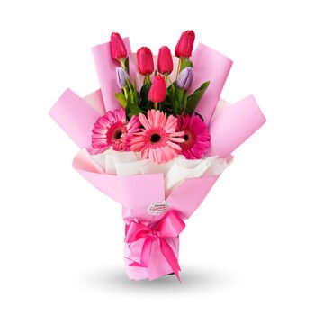 7 Tulipanes en ramo + Gerberas