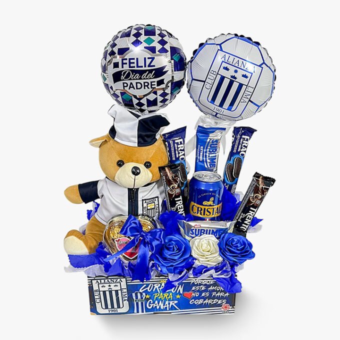 Peluche+ chocolates variados+ cerveza + 3 rosas eternas+ globos