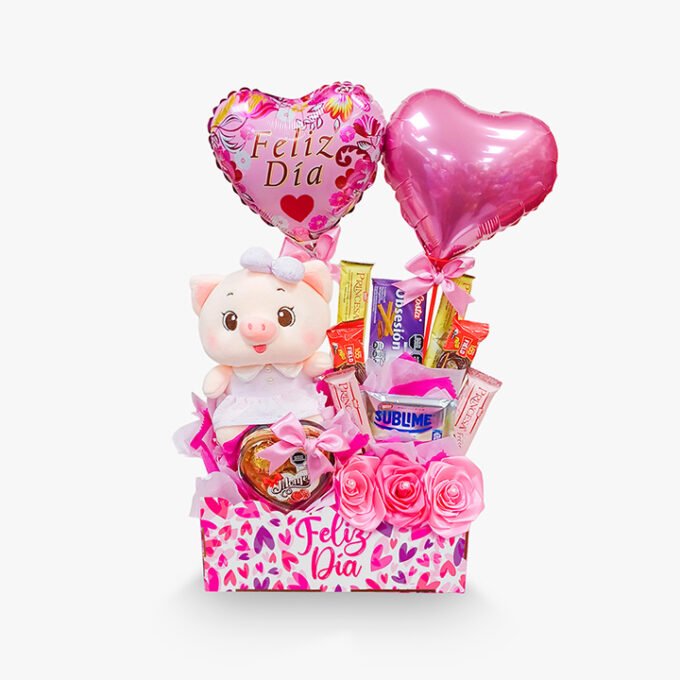 Peluche + Chocolates + rosas eternas + globos