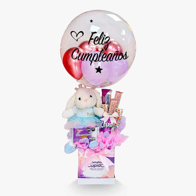 Peluche+ chocolates + globo burbuja en box