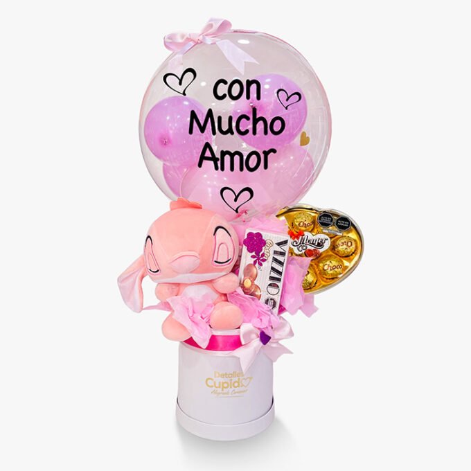 Peluche + vizzio + monfer + globo burbuja en box