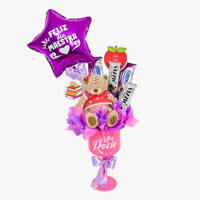 Copa GIN con peluchito+ chocolates + globo