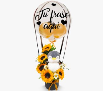5 Girasoles + globo personalizado