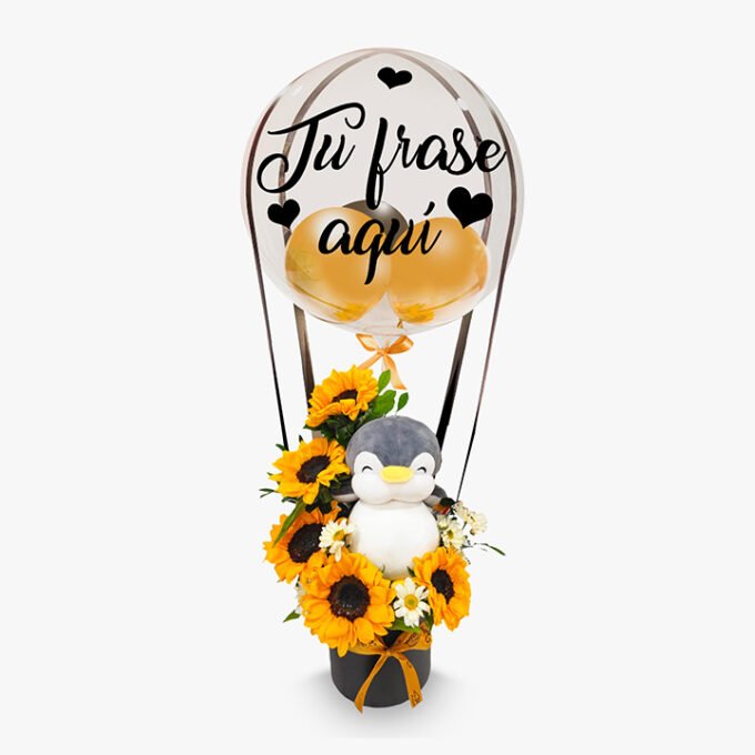 5 Girasoles + globo personalizado