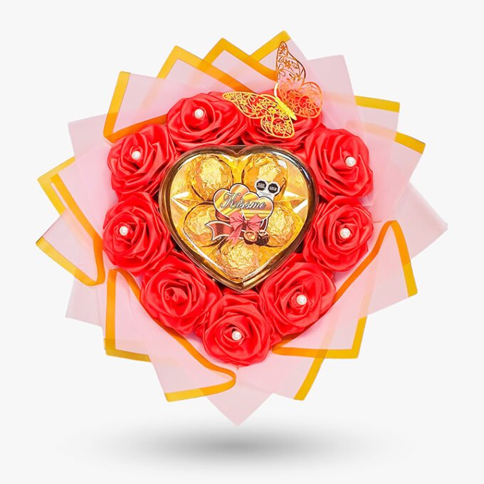 Ramo x 9 rosas eternas+ chocolate monfer