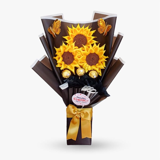 Ramo x 3 girasoles+  3 chocolates Ferrero