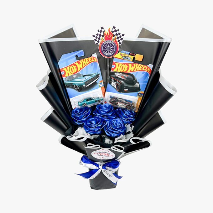 2 carritos + 5 rosas eternas