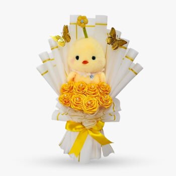 RAMO POLLITO:Peluche + 8 rosas eternas