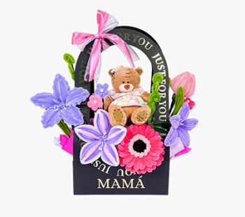 Peluche + flores de limpiapipas